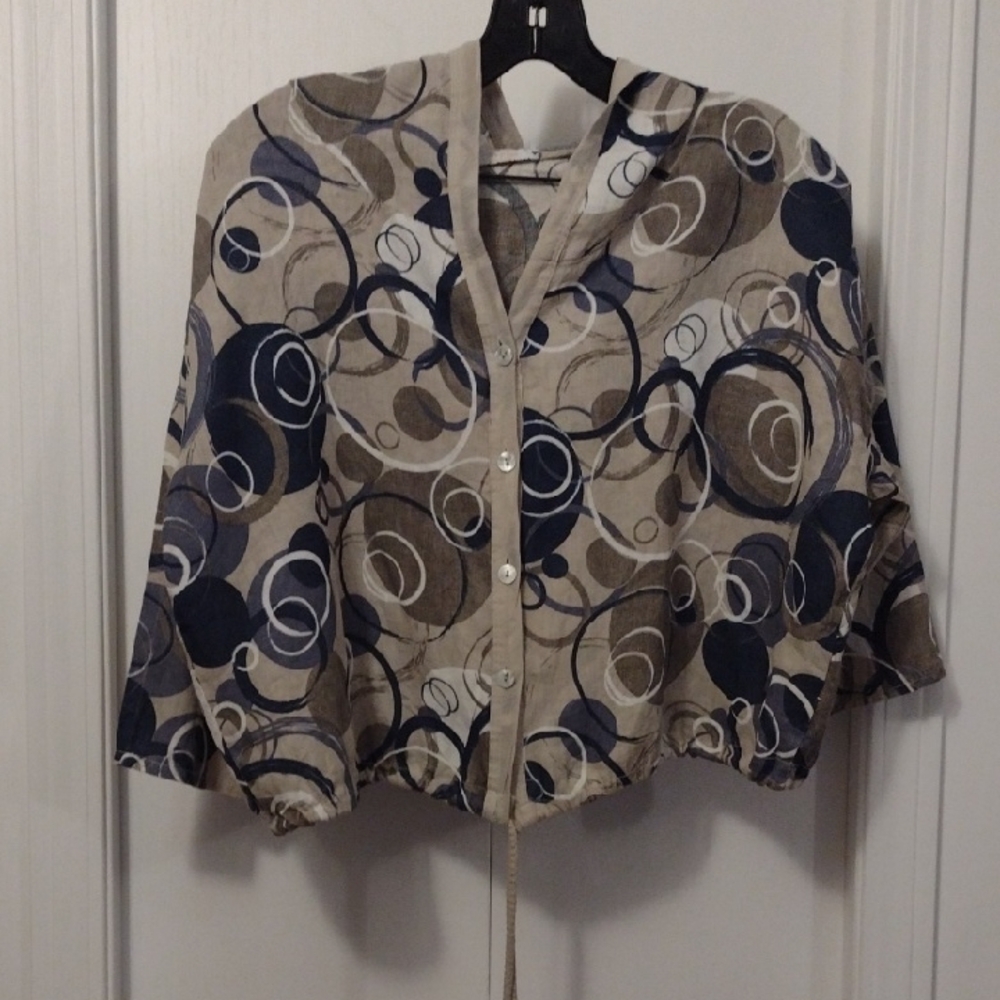 Me & Gee Linen Patterned Button-Up Light Jacket